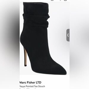 FINAL DISCOUNT Marc Fisher Boot Rayya Black Leather Suede Sleek Point Slouchy